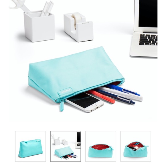 Aqua + Coral Medium Accessory Pouch - Picture 2 of 5